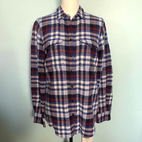J. Crew Blue and Red Plaid Button Down Size 6 - Picture 2 of 8